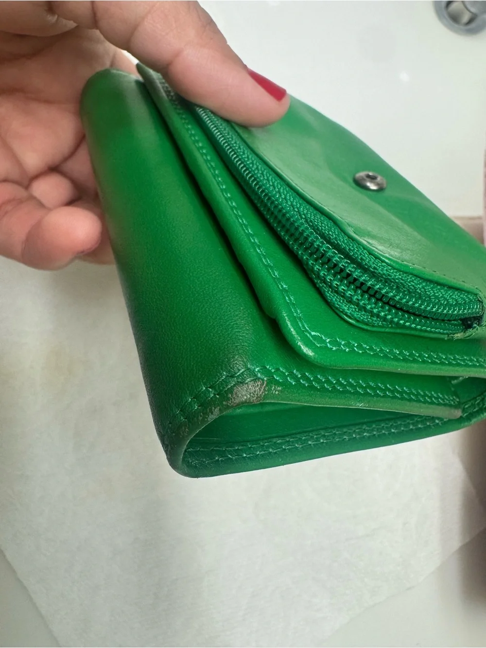 Green Leather Bifold Wallet